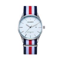 CAGARNY 6865 beknopte stijl Ultra dun waterdicht Quartz Wrist Watch with gestreepte Nylon Band