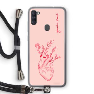 Blooming Heart: Samsung Galaxy A11 Transparant Hoesje met koord