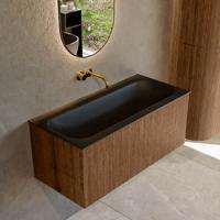 Badmeubel Mondiaz Kurve | 100 cm | Meubelkleur Walnut | Wastafelkleur Urban | Midden spoelbak | Zonder kraangaten