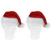 2x Luxe pluche kerstmutsen met bel