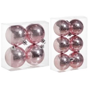 Kerstversiering set circel-motief kerstballen roze 6 - 8 cm - pakket van 26x stuks