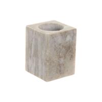 Tandenborstelhouder Home ESPRIT Wit Bruin Marmer 7,5 x 7,5 x 10,5 cm