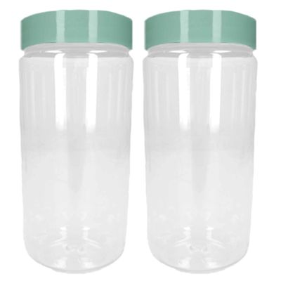 Voorraadpot/bewaarpot - 2x - 450 ml - kunststof - mint groen - B7 x H13 cm