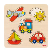 Goki houten noppenpuzzel voertuigen Goki houten noppenpuzzel voertuigen