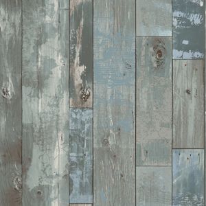 DUTCH WALLCOVERINGS behang steigerhout grijs-blauw