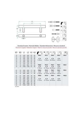 Deurgreep rvs PH70 Ø19mm / 1200mm-stuk-sierdop Deurgreep rvs PH70 Ø19mm / 1200mm-stuk-sierdop