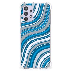 Samsung Galaxy A32 4G | A32 5G Enterprise Editie Doorzichtige Silicone Hoesje Waves Blue