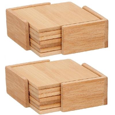 Glazenonderzetters - 12x stuks - incl. houder - bamboe - onderzetters