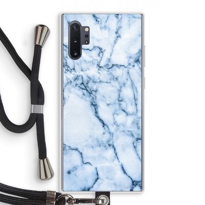 Blauw marmer: Samsung Galaxy Note 10 Plus Transparant Hoesje met koord