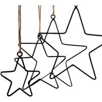 Hanger sterren Kerst zwart 30 cm set van 4 | 10 stuks