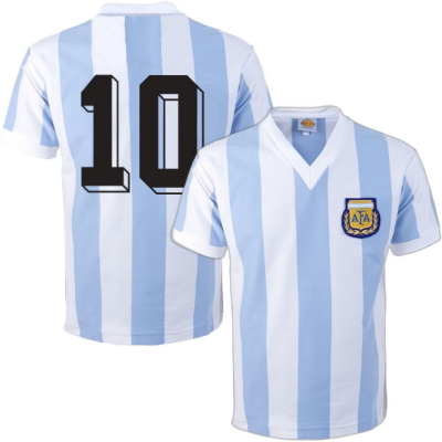 TOFFS - Argentina Retro Football Shirt World Cup 1982 + Number 10 (Mar