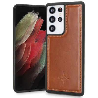 NorthLife - Samsung Galaxy S21 Ultra - Backcover hoesje Echt leer - Cognac