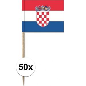 50x Cocktailprikkers Kroatië 8 cm vlaggetje landen decoratie