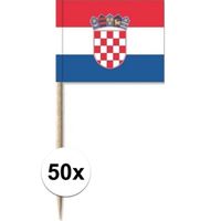 50x Cocktailprikkers Kroatië 8 cm vlaggetje landen decoratie - thumbnail