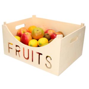 Fruitkistje - Set van 2x stuks - 40 x 30 cm - hout - vierkant - fruitmand - fruitschaal - fruitkiste