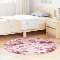 VidaXL Hoogpolig vloerkleed navarra 120x120 cm polyester stoffig roze