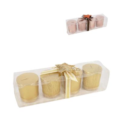 Kaarsen metallic glitter 5cm set van 4