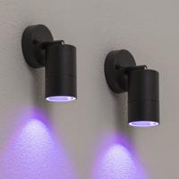 Set van 2 Lago kantelbare wandlampen - Smart - IP44 - Incl. RGBWW GU10 spotje - 4,5 Watt 350 lumen - WiFi & Bluetooth - Spotlight voor binnen en buiten - Geschikt als wandspot en plafondspot - Zwart