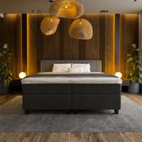 1-Persoons Boxspring Hotel Suite - Beam - Antraciet 90x200 cm - Pocketvering - Inclusief Topper - Dekbed-Discounter.nl