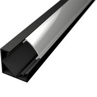 LED Strip Profiel - Velvalux Profi - Zwart Aluminium - 1 Meter - 18.5x18.5mm - Hoekprofiel - thumbnail