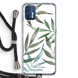 Tropical watercolor leaves: Motorola Moto G9 Plus Transparant Hoesje met koord
