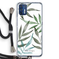 Tropical watercolor leaves: Motorola Moto G9 Plus Transparant Hoesje met koord