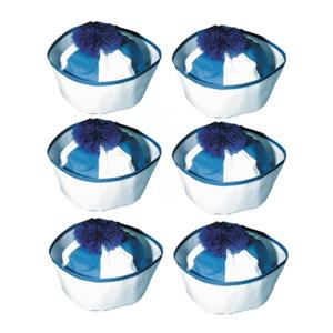 Matrozen hoedje / matrozenpetjes - 12x stuks - wit/blauw - D58 cm - volwassenen