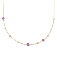 Ketting Rondjes geelgoud-robijn-opaal rood-roze 41-43-45 cm