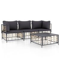 The Living Store Loungeset - Antraciet poly rattan - Modulair ontwerp - thumbnail