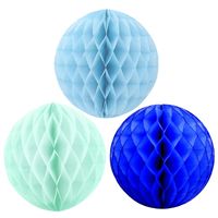 Kerstversiering set van 6x papieren kerstballen 10 cm mintgroen lichtblauw en blauw