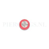 Balletje 1.6 mm acryl roze met kristal