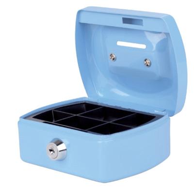 Geldkist Pavo met muntgleuf 125x95x60mm lichtblauw Geldkist Pavo met muntgleuf 125x95x60mm lichtblauw