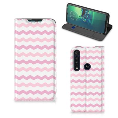 Motorola G8 Plus | Hoesje met Magneet | Waves Roze