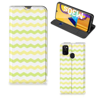 Samsung Galaxy M30s | M21 | Hoesje met Magneet | Waves Yellow