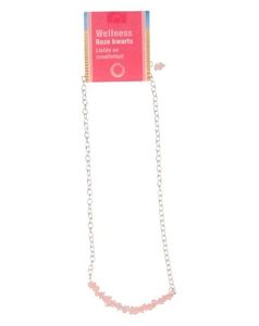 Ruben Robijn Bar ketting roze kwarts op kaart (1 st)