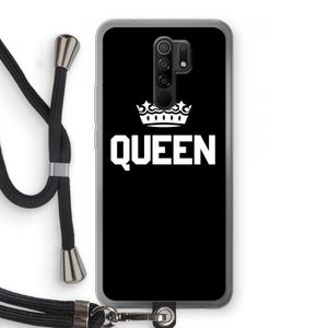 Queen zwart: Xiaomi Redmi 9 Transparant Hoesje met koord