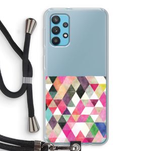 Gekleurde driehoekjes: Samsung Galaxy A32 4G Transparant Hoesje met koord