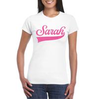 Bellatio Decorations Verjaardag cadeau T-shirt voor dames - Sarah - wit - glitter roze - 50 jaar 2XL  -