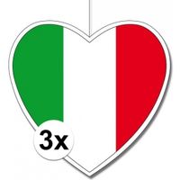 3x Italie hangdecoratie harten 14 cm   -