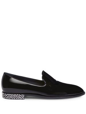 Giuseppe Zanotti mocassins en cuir Gatien à ornements en cristal - Noir