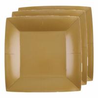 10x stuks feest bordjes goud - karton - 23 cm - vierkant