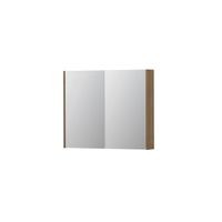 INK SPK2 Spiegelkast - 90x14x74cm - 2 deuren - dubbelzijdige Spiegel - schakelaar en stopcontact - MDF Fineer Ash grey 1105272