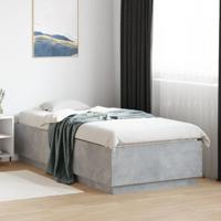 Bedframe met LED-verlichting bewerkt hout betongrijs 100x200 cm