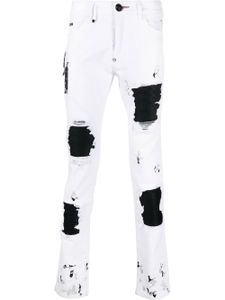 Philipp Plein jean slim à effet déchiré - Blanc