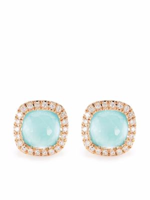 Tirisi puces d'oreilles en or rose 18ct ornées de diamants et de turquoise