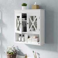 Badkamer Hangkast met Verstelbaar Rek Houten Badkamerkast Badkast Wit