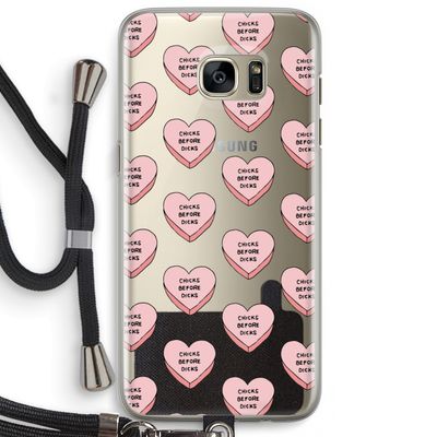 Chicks before dicks: Samsung Galaxy S7 Edge Transparant Hoesje met koord