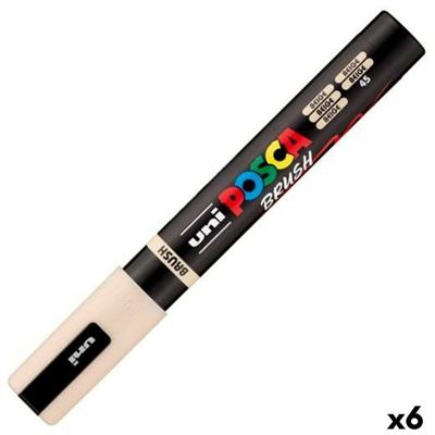 Markeerstift BRUSH POSCA PC-5BR Beige (6 Stuks)