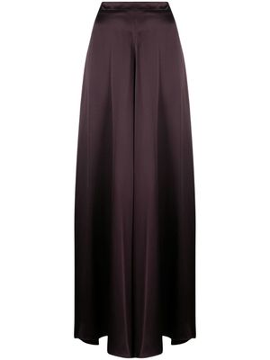 VOZ pantalon palazzo à fini satiné - Marron