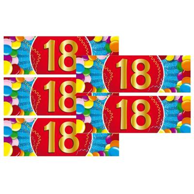 18 jaar leeftijd sticker - 5x - 19 x 6 cm - verjaardag - jubileum - versiering
